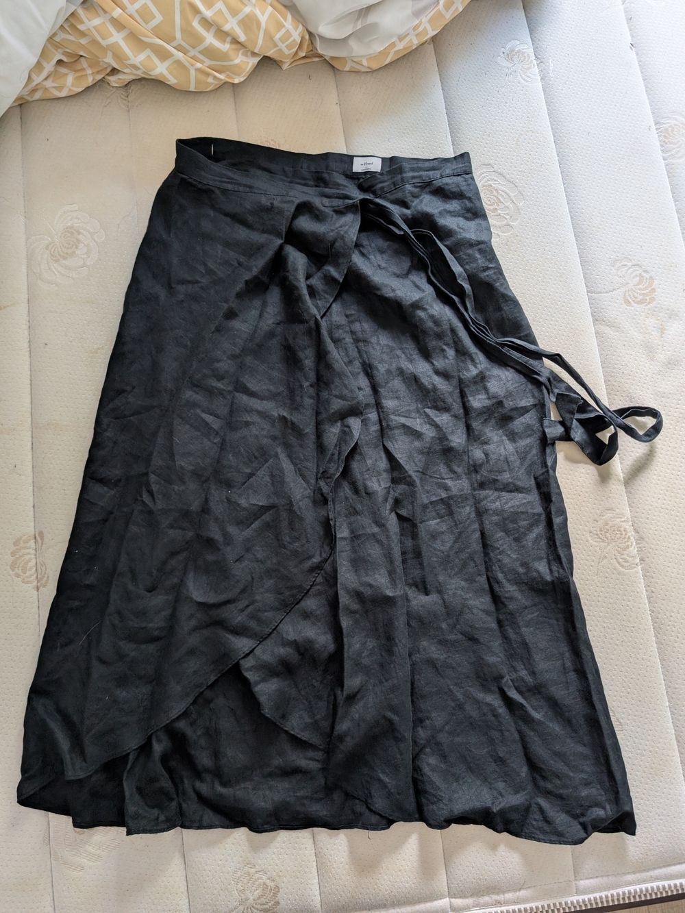 Wilfred Black Wrap Skirt with Tie Waist